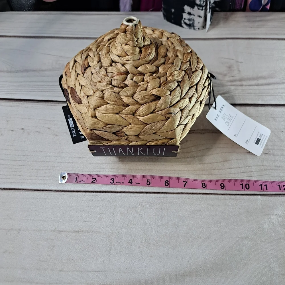 Rae Dunn Thankful Wicker Pumpkin Decor